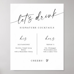 Póster Bebidas Destacadas Letrero de Boda Moderno Manuscr