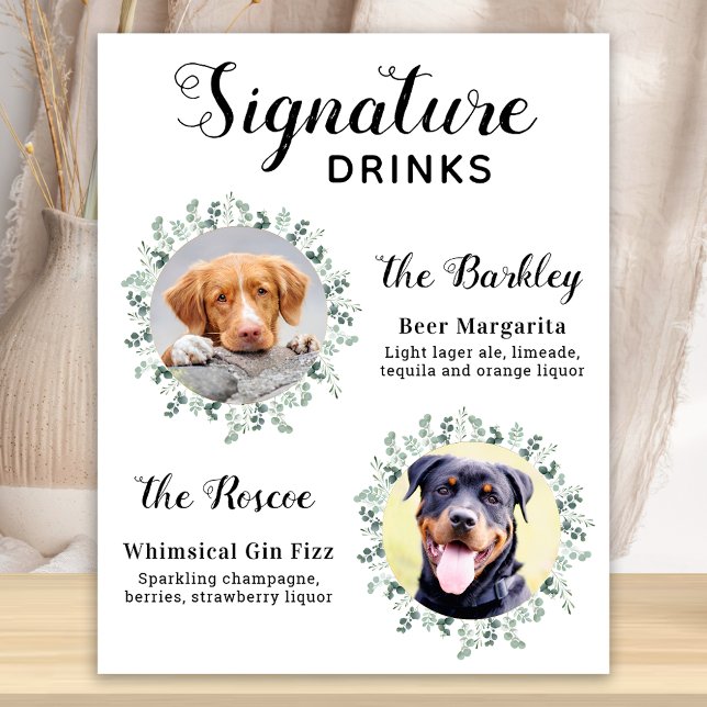 Póster Bebidas Elegantes con Firma Boda de Mascotas Perro (Subido por el creador)