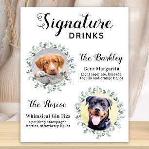 Póster Bebidas Elegantes con Firma Boda Perro 2 Foto