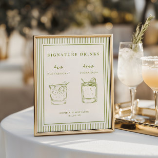Póster Bebidas emblemáticas minimalistas VERONA Verde mus