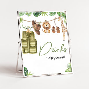 Póster Bebidas en Baby Shower de animales de la jungla de