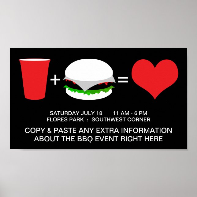 Póster bebidas + hamburguesas = amor (Frente)