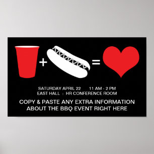 Póster bebidas + hot dogs = amor