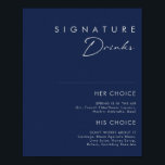 Póster Bebidas Modernas Minimalistas de Firma Azul Marino<br><div class="desc">Este póster de bebidas modernas minimalistas de firma azul marino y plata es perfecto para tu boda boho con clase. Su diseño abstracto simple y único acompañado de una tipografía minimalista contemporánea y una paleta de colores azul marino oscuro le da a este producto un toque de lujo formal elegante...</div>