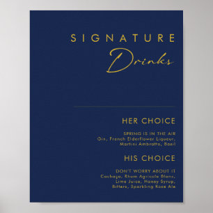 Póster Bebidas Modernas Minimalistas Firma Azul Marino Do