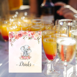 Póster Bebidas para Baby Shower de Elefante Bebé
