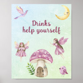 Póster Bebidas para baby shower de hadas