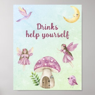 Póster Bebidas para baby shower de hadas
