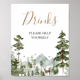 Póster Bebidas para la ducha de la pareja aventura del pi