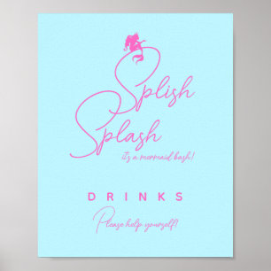 Póster Bebidas para una Fiesta de Cumpleaños de Sirena Mi