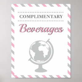 Póster Bebidas para Viajes Aerolínea Avión Fiesta