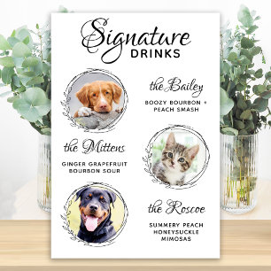Póster Bebidas Personalizadas de Mascotas con 3 Fotos Bar