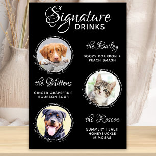 Póster Bebidas Personalizadas de Mascotas con 3 Fotos Bar