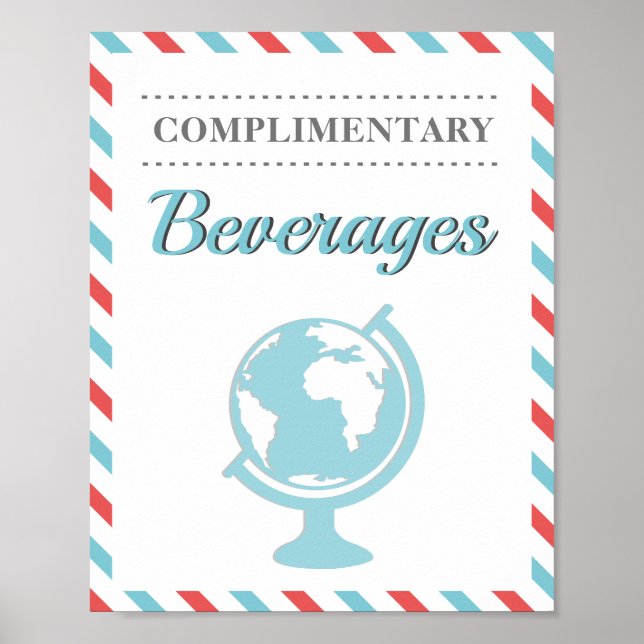 Póster Bebidas Refrescos Rojo Azul Viaje Avión Aerolínea (Frente)