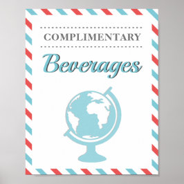 Póster Bebidas Refrescos Rojo Azul Viajes Avión Aerolínea