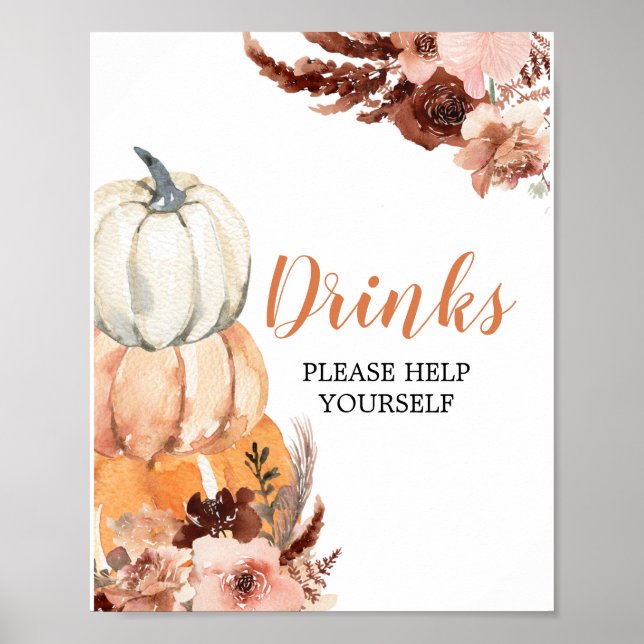 Póster Bebidas rusticas en Baby Shower de la calabaza de  (Frente)