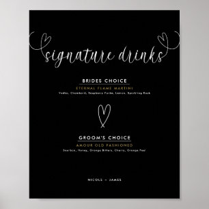 Póster Bebidas Signature Bodas de Corazones Modernos en B