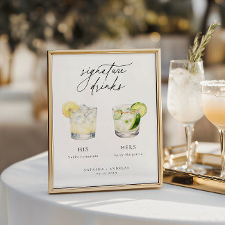 Póster Bebidas Signature Chic Contemporáneo Boda