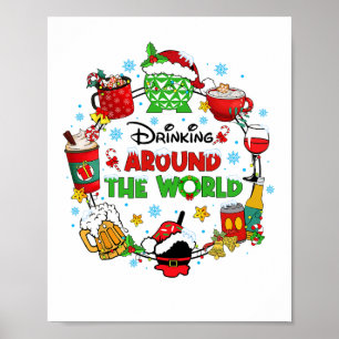 Póster Bebiendo alrededor de la Navidad familiar mundial