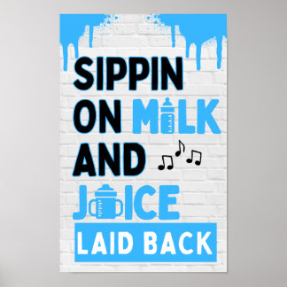 Póster Bebiendo Leche y Jugo Black & Blue Hip Hop