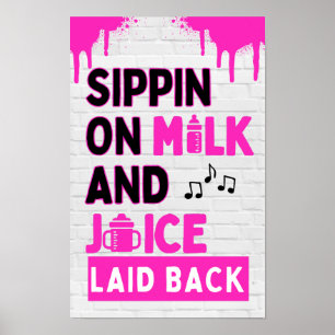 Póster Bebiendo Leche y Jugo Black & Pink Hip Hop