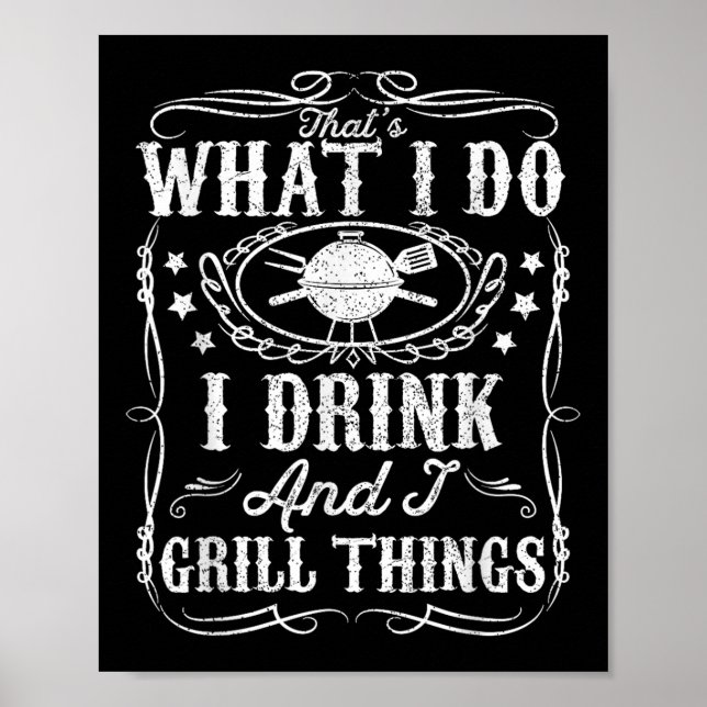 Póster Bebo Y Grill Things Graciosa Bbq Grilling Regalo (Frente)