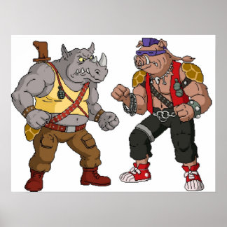 Póster Bebop Rocksteady - Gran letra divertida