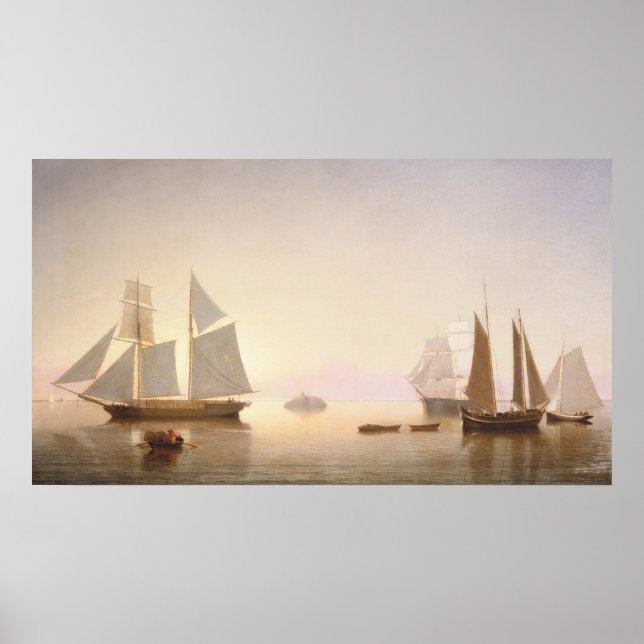 Póster Becalmed - Fitz Henry Lane Bella Artes Poster (Frente)