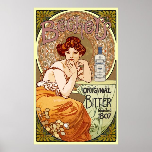 Póster Bechers amargos alfons Mucha ~ Poster Art Nouveau (Frente)