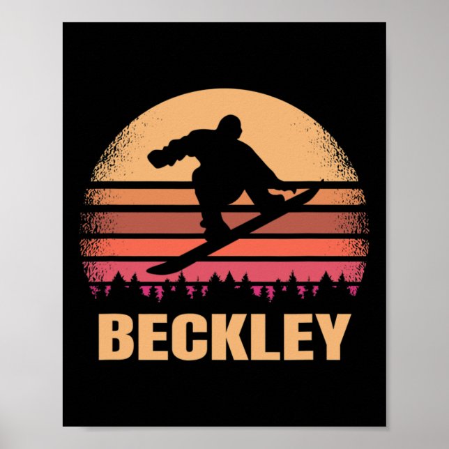 Póster Beckley West Virginia Snowboarding Vintage al aire (Frente)