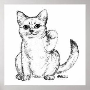 Póster Beckoning Kitty Cat Maneki Neko