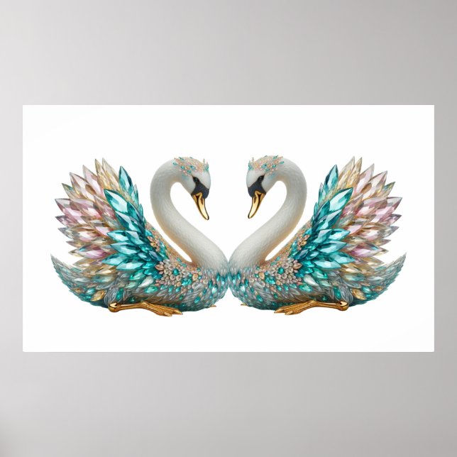 Póster Bedazzled Diamond Swan Gold Crystal Bling (Frente)