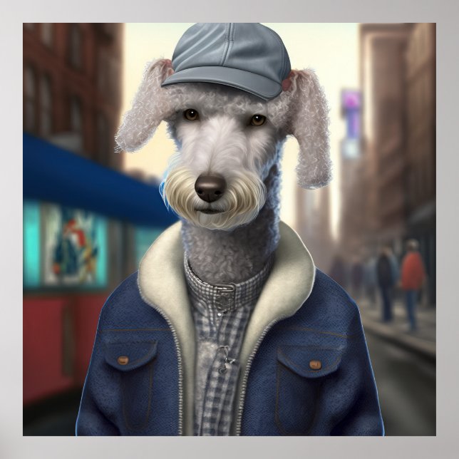 Póster Bedlington Terrier Hipster Dog Poster (Frente)
