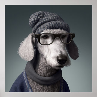Póster Bedlington Terrier Hipster Dog Poster