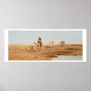 Póster Beduino en el desierto, 1884 (aceite en lona)