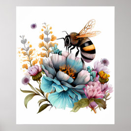 Póster Bee and Flowers