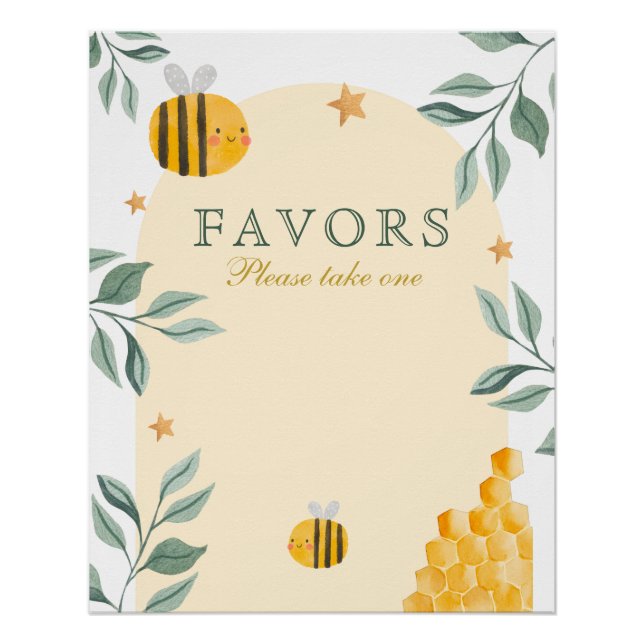 Póster Bee baby ducha favores (Anverso)