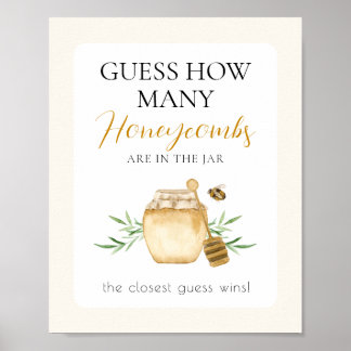 Póster Bee Baby Shower Guess How Many Game Table Sign