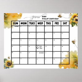 Póster Bee Baby Shower | Poster de fecha de vencimiento