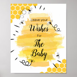 Póster Bee Baby Shower quiere Rótulo para bebés