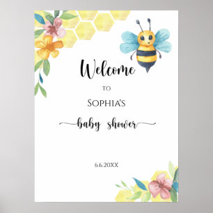 Póster Bee Bienvenida Ducha bebé