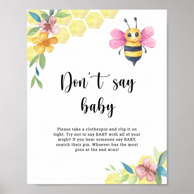 Póster Bee floral - Don't say baby  (Frente)