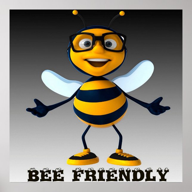 Póster Bee Friendly Bee Gifts ,I Love Bee,Beekeeping Gift (Frente)