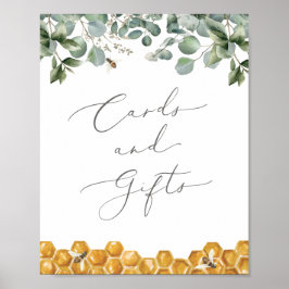 Póster Bee Greenery Baby Shower Cards and Gifts Rótulo