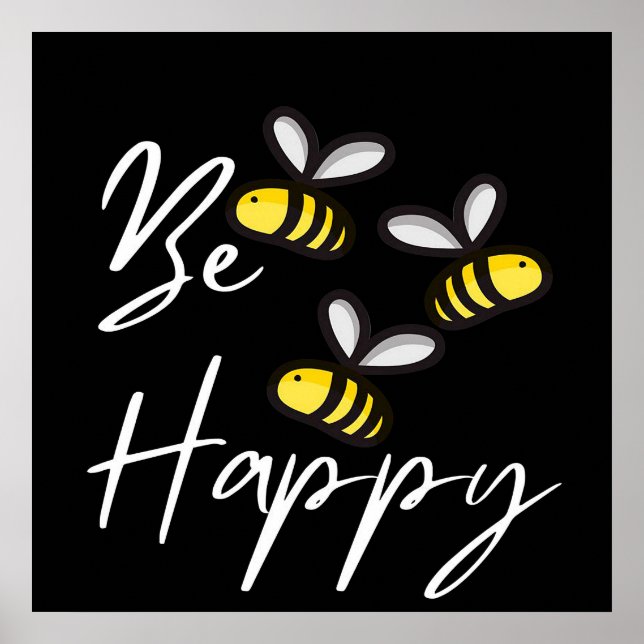 Póster Bee Happy Bee Gifts, I Love Bee, Bekeep Gift (Frente)