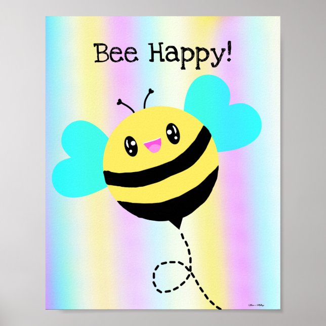 Póster ¡Bee Happy! Kawaii (Frente)