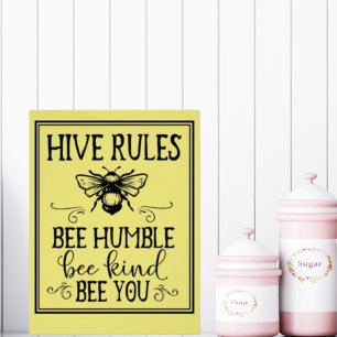 Póster Bee Hive Rules Word Art