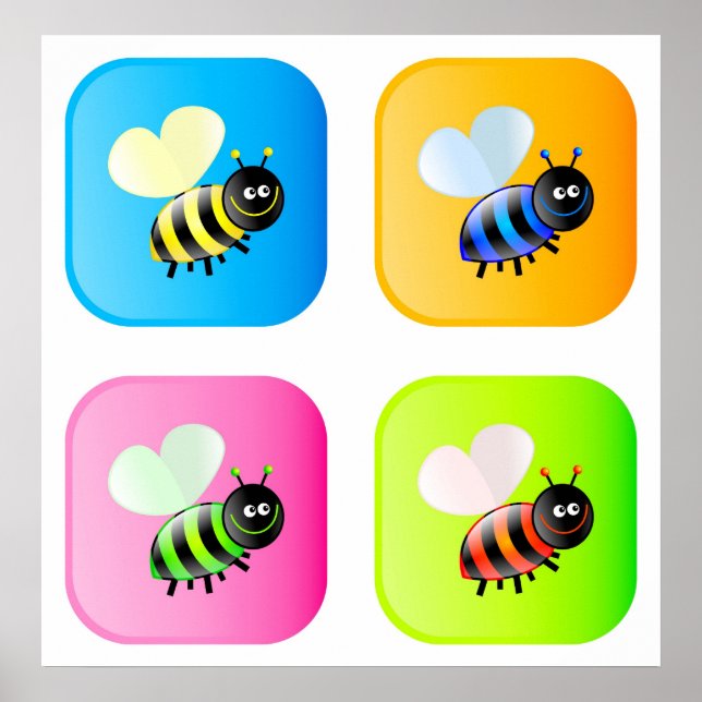 Póster Bee Icons (Frente)