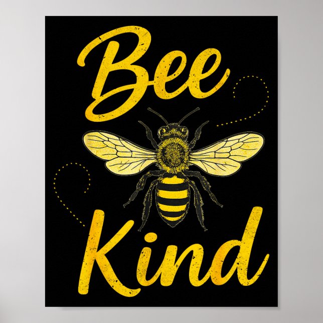 Póster Bee Kind Sitive Quote Cute Funny Design For Kids  (Frente)