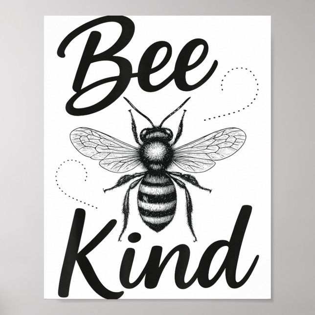 Póster Bee Kind Sitive Quote Cute Funny Design For Kids  (Frente)